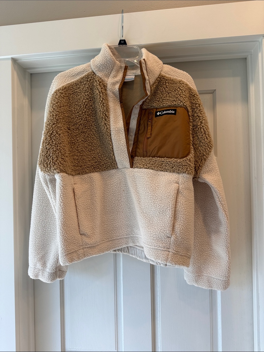 Columbia Two-Tone Cream and Brown Teddy Fleece Jacket